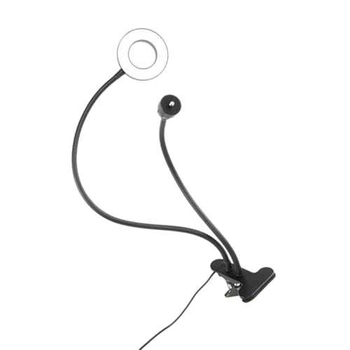 IMIKEYA Lampe Annulaire en Alliage D'aluminium Noir Contrôle Filaire, Pince Solide, Adaptée Bureau Dortoir pour Éclairage Selfie et Livestream