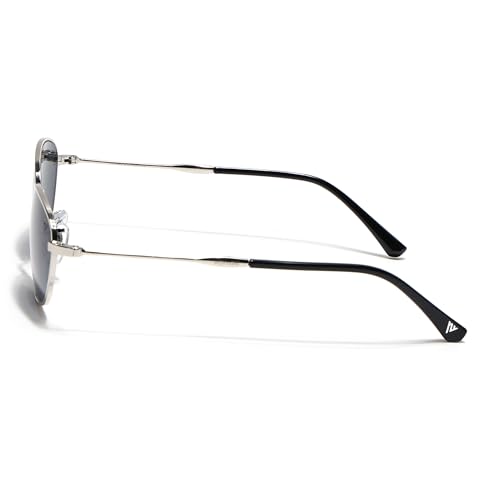 Image of Voyage Oval Polarized Sunglasses for Men & Women (Black Lens | Grey Frame - MG7625)