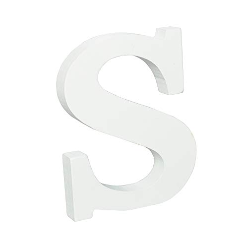 Simple Elements - Letras decorativas de madera 3D, decoración para dormitorio infantil, nombres de bebé, bodas, cumpleaños, fiestas y decoración del hogar, letra S, 3 pulgadas de ancho x 4 pulgadas de
