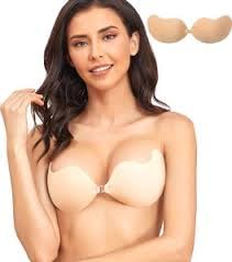 Mango Strapless Sticky Bra Invisible Backless Stick on Bra Push up Lift Bras for Women Dress Reusable Silicone Nipple Covers Free Size