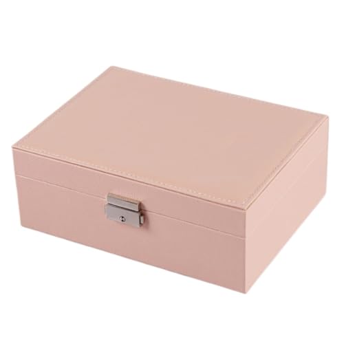Boîte à bijoux en bois double couche avec serrure élégante en laiton