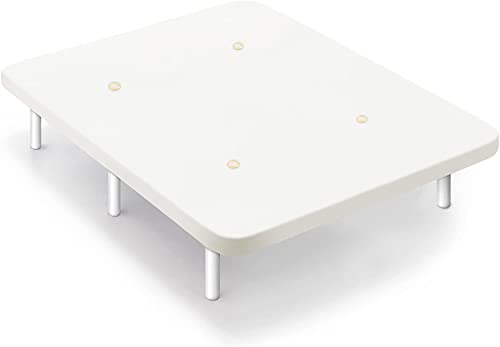 HOGAR24 ES | Base Tapizada Tejido 3D | Válculas de Transpiración | Estable y Resistente | Incluye Juego de Patas de Madera Color Blanco | Color Blanco | Medida: 150x190 cm