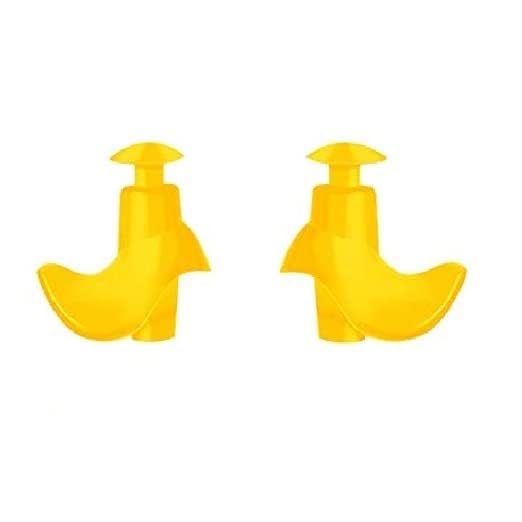 Image of Silicone Earplugs for Swimming Bathing and Sleeping, Professional Noise Reduction Reusable Silicone Swim Earplugs for Adult Swimmers Children Diving (2 Pair) (Black Yellow)