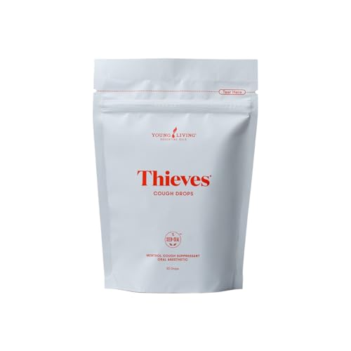 Young Living Thieves Cough Drops | 30 ct | Cinnamon & Menthol Flavor | with Thieves Essential Oil Blend of Lemon, Clove, Eucalyptus, Rosemary, & Peppermint | Sugar Free | Cooling Throat Comfort