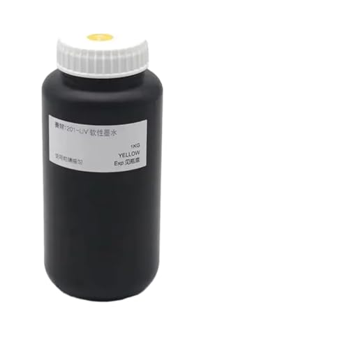 1000mL Bottle of Ink Compatible with Xaar Print Head 1201 Suitable for 3D Printing Soft and Hard LED Sheets(1000ML-1201 Soft-Y)