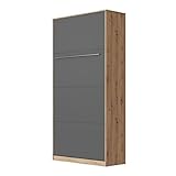 SMARTBett Standard 90x200cm Vertical Roble Salvaje/Antracita | Cama Abatible, Cama De Pared, Cama Plegable, Cama Oculta