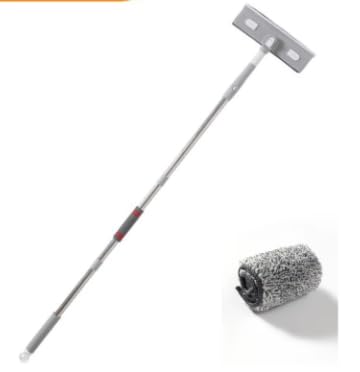 Flow fire Estrattore finestra 250 cm con manico telescopico testa e asta telescopica, professionale con raschietto in silicone e gomma in microfibra, adatto per finestre interne ed esterne