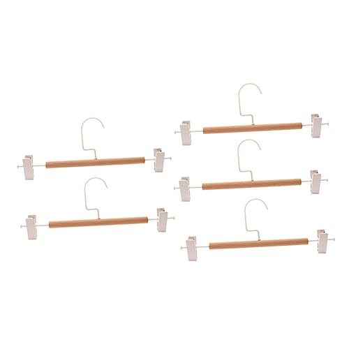 Levemolo 5pcs Wrought Iron Wooden Trouser Hanger Trousers Rack Grip Pants Hangers Shirt Hangers Clip Coat Hangers Non Slip Clothing Hanger Clothes Drying Rack Hanging Pants Rack Beech Khaki