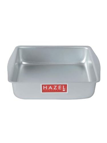 Image of HAZEL Aluminium Square Shape Cake Mould Large | Cake Making Tools Full Mould for Baking | Microwave Tray Aluminium Tin OTG Oven Pan