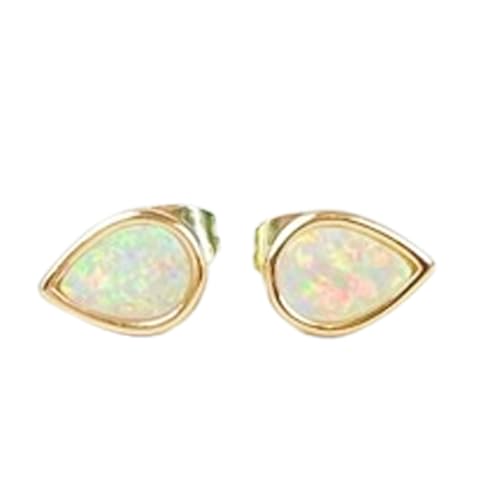 Boucles d'oreilles opale de feu poire en argent 925 plaqué or