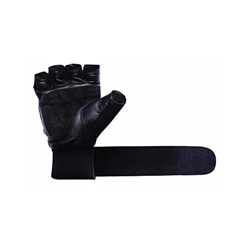 Prottector Ref-0036.G/P, Luva Musculação Stronger Couro Com Munhequeira Adulto Unissex, Preto (Black