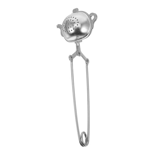 ELAYARD Infusor de Té Forma de Tetera de Acero Inoxidable Colador de Hojas Pinza Filtro Doméstico para Infusiones Accesorio Práctico para Preparar Té Color Plateado 1 Unidad
