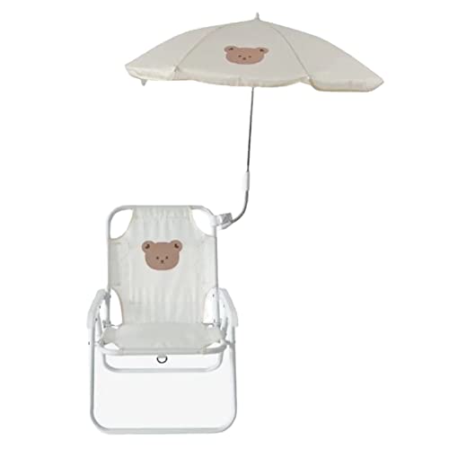Sillas de Camping para Niños de Estilo Lindo con Animales de Dibujos Animados, Soporte de Metal, Silla de Playa Plegable Duradera con Soporte de Carga Fuerte, Multifuncional (Oso