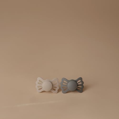 Image of FRIGG Lucky Symmetrical SilkySoft Silicone Baby Pacifier | Made in Denmark | BPA-Free (Great Gray /Silver Gray, 6-18 Months)