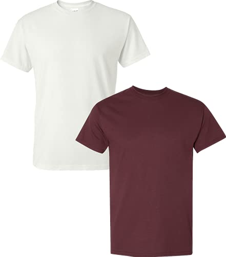 T-shirt 50/50 G800 blanc et marron fonce en taille S