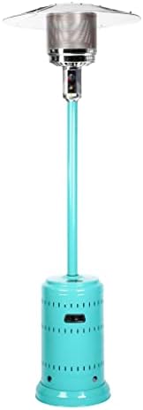 Fire Sense 61130 All Seasons Patio Heater With Wheels 46,000 BTU Output Electronic Ignition System Portable Outdoor Propane Heater Commercial Series Patio Heater - Aqua Blue