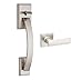 Weiser Tavaris and Breton Entry Handleset, No Deadbolt, Satin Nickel