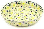 Polmedia Polish Pottery Fluted Pie Dish - Confetti Stars Pattern Handmade in Boleslawiec Poland by Ceramika Artystyczna + Certificate of Authenticity