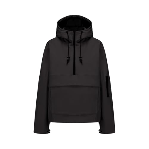 PUFFIT Damen Wasserdichte Regenjacke mit Kapuze, Oversized Leicht Atmungsaktive Windbreaker Jacke, Kapuzenpullover für Frauen Fahrrad Sport Outdoorjacke