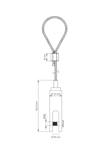 Image of STAS Suspension Set with Panel Hanger (6 mm) and Fixed Loop Mount (for Panels up to 6 mm) (Pack of 2)