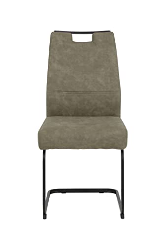 Hela Tische, 4er Set Schwingstuhl Kerstin XL-Breite, Microfaser Schlamm, Vierkantgestell Schwarz, Komfortsitz Federkorb, 140kg belastbar