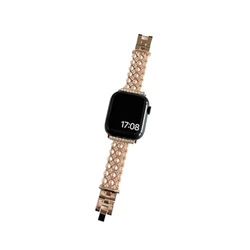 Cadran diamant Apple Watch et bracelet perles de luxe pour iWatch Ultra séries 10 8 7 45mm