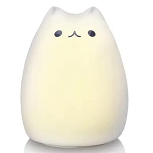 Lámpara de mesa de noche gato LED recargable con USB miniatura 4