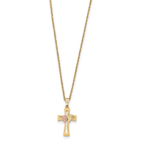 10K Tri-Color Black Hills Gold Crucifix Necklace2