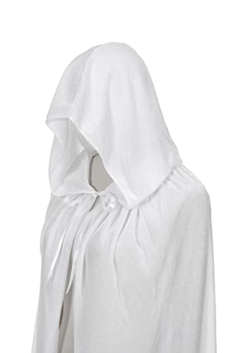 Regenboog 59inch White Velvet Cape with Hood, Full Length Cloak for Adult Christmas & Halloween Costume, Masquerade - Image 3