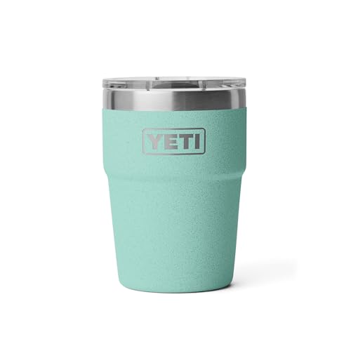 Image of YETI Rambler 16 oz Stackable Tumbler, Vacuum Insulated, Stainless Steel with MagSlider Lid, Sea Stone