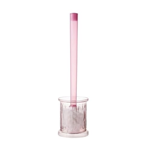 Brosse de toilette à manche long et base rose transparente pour sols de WC