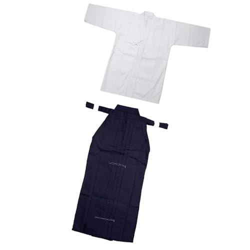 Conjunto de uniforme japonés de Kendo para hombre y mujer, ropa de dobok ninjas, traje tradicional samurái, traje de poliéster para artes marciales, Blanco y azul, 185 cm Conjunto de uniforme japonés de Kendo para hombre y mujer, ropa de dobok ninjas, traje tradicional samurái, traje de poliéster para artes marciales, Blanco y azul, 185 cm