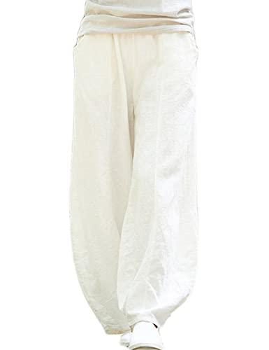 Pantalon large en lin léger blanc taille S l'esprit des vacances pour femme