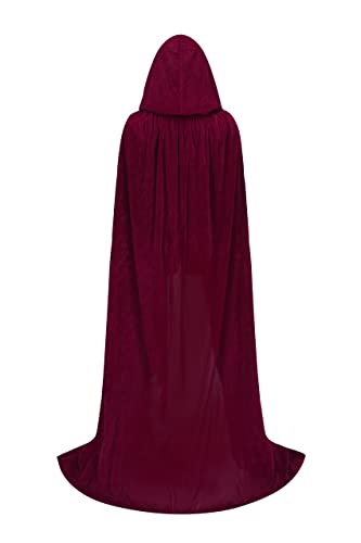 Regenboog 59inch Burgundy Velvet Cloak with Hood, Full Length Cloak for Adult Christmas Halloween Costume, Masquerade - Image 3