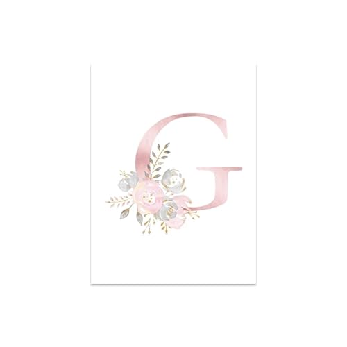 Affiche personnalisée nom de fille lettre G le cadeau de naissance idéal en toile rose