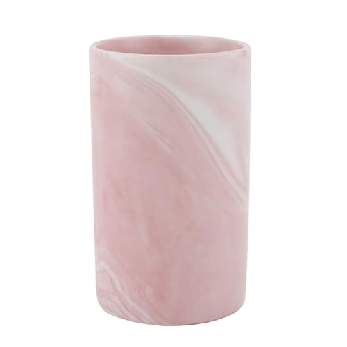 Kelake Vaso de baño de cerámica rústica de mármol rosa para enjuague bucal, cepillo de dientes y pasta de dientes, soporte para pasta de dientes, vasos de porcelana de 280 ml, vasos de leche para