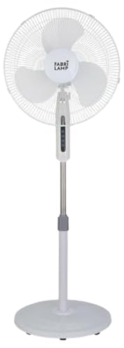Brightium Ventilador de pie oscilante 40W, 3 velocidades, 3 aspas blancas, medidas 43x40 cm; ideal para refrescar espacios.