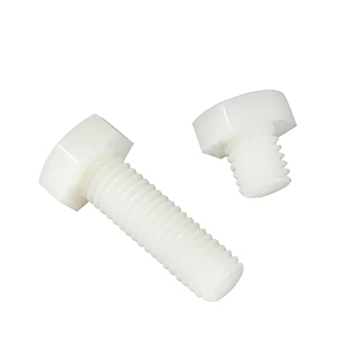 FEEIMOL Plastic Screws Nylon Hex Bolts Full Thread Machine Screws White M6x30mm (30 pcs) - Image 3