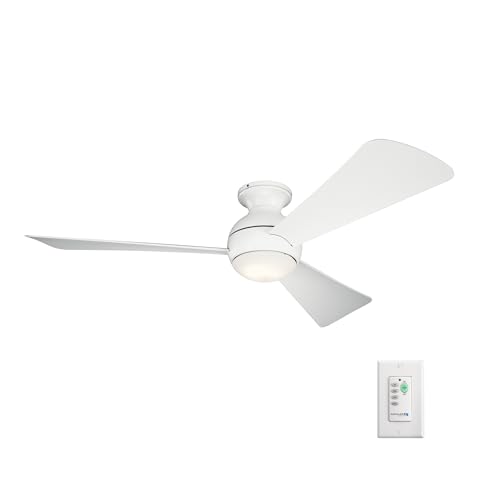 Kichler 330152MWH 54 Inch Sola Ceiling Fan LED, 3 Speed Wall Control Full Function, Matte White Finish with Matte White Blades