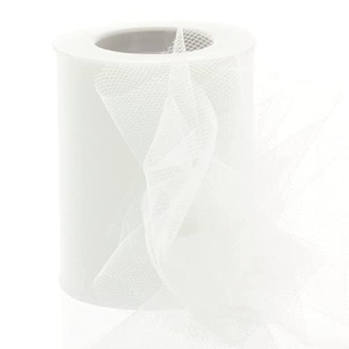 3" Premium Tulle Fabric Roll For Crafts, Wedding, Party Decorations, Gifts - White 25 Yard Spool #TOP3