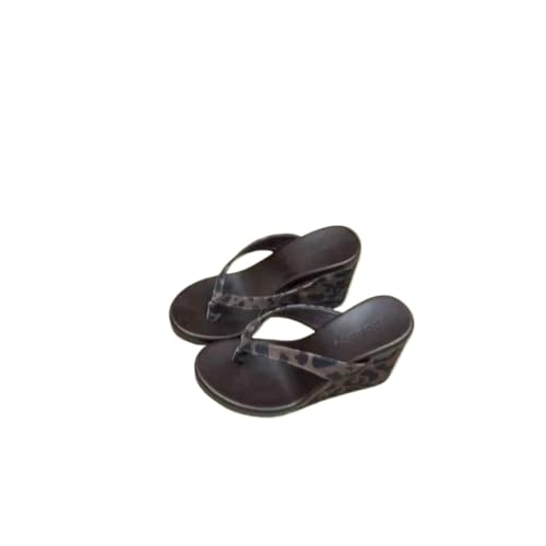 Flip Flops for Women Summer Leopard Print Clip Toe Platform Wedges Women Slippers Thick Bottom High Heels Flip Flops Shoes