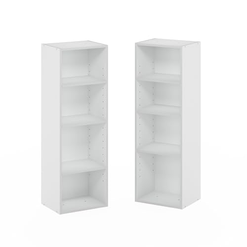 Image of Furinno PASIR Book Shelf, 8-Tier Bookshelf, Bookcase with Open Shelf, 9.3 x 11.8 x 70.9, for Living Room, Bedroom, Home Office, White