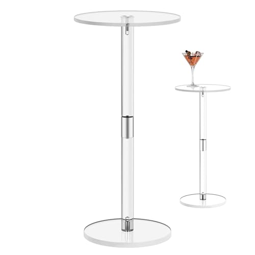 Table ronde transparente en acrylique pour poser les boissons sans encombrer