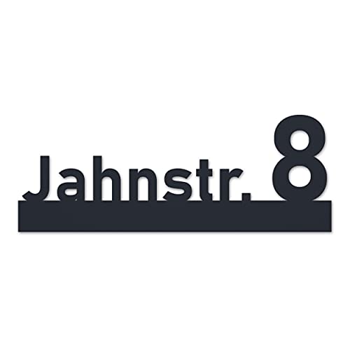 Personalisierte Edelstahl-Hausnummer mit Straße, pulverbeschichtet in...