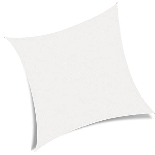 HAIKUS Voile d'ombrage Carré 4x4 m, Toile Ombrage HDPE Respirant (185g/㎡), Filet dombrage 4m Résistant 98% Protection Rayons UV pour Patio Jardin Terrasse Camping Extérieur, Blanc Cover