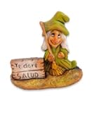 Figura decorativa Bruja Escoba 100% hecha a mano (Verde, Salud)