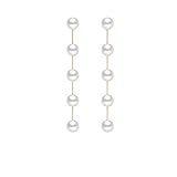 Long Pearl Earrings for Women 14K Gold Plated Pearl Dangle Earrings Hypoallergenic Elegant Wedding Pearl Tassel Earrings for Bridal (gold long pearl)1