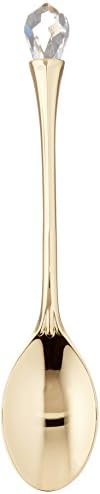 SET OF FOUR GOLD PLATED SPOONS WITH CRYSTAL TIPS
