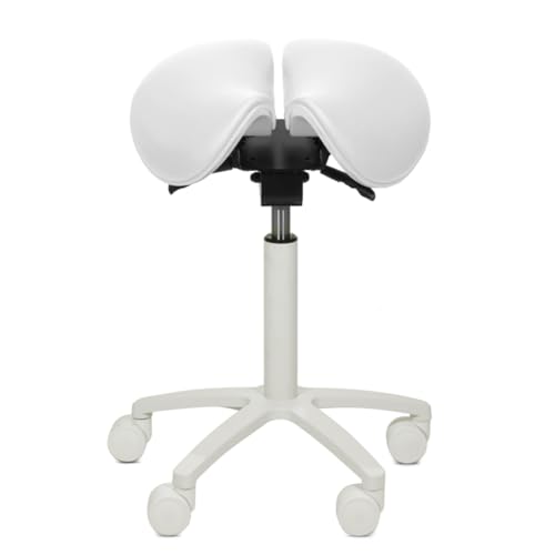 Teqler Sattelhocker mit geteilter Sitzfläche Weiß