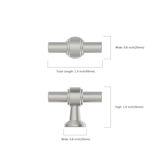 Image of 10 Pack 1 inch(25mm) Brushed Satin Nickel Cabinet Knobs for Cabinets and Drawers Kitchen Cabinet Hardware Nickel Dresser Knobs CK0081